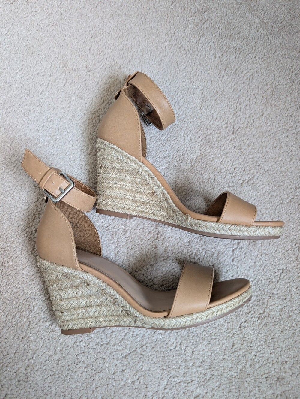A New Day Strappy Wedge Sandals, Tan, Size 6.5 Wide